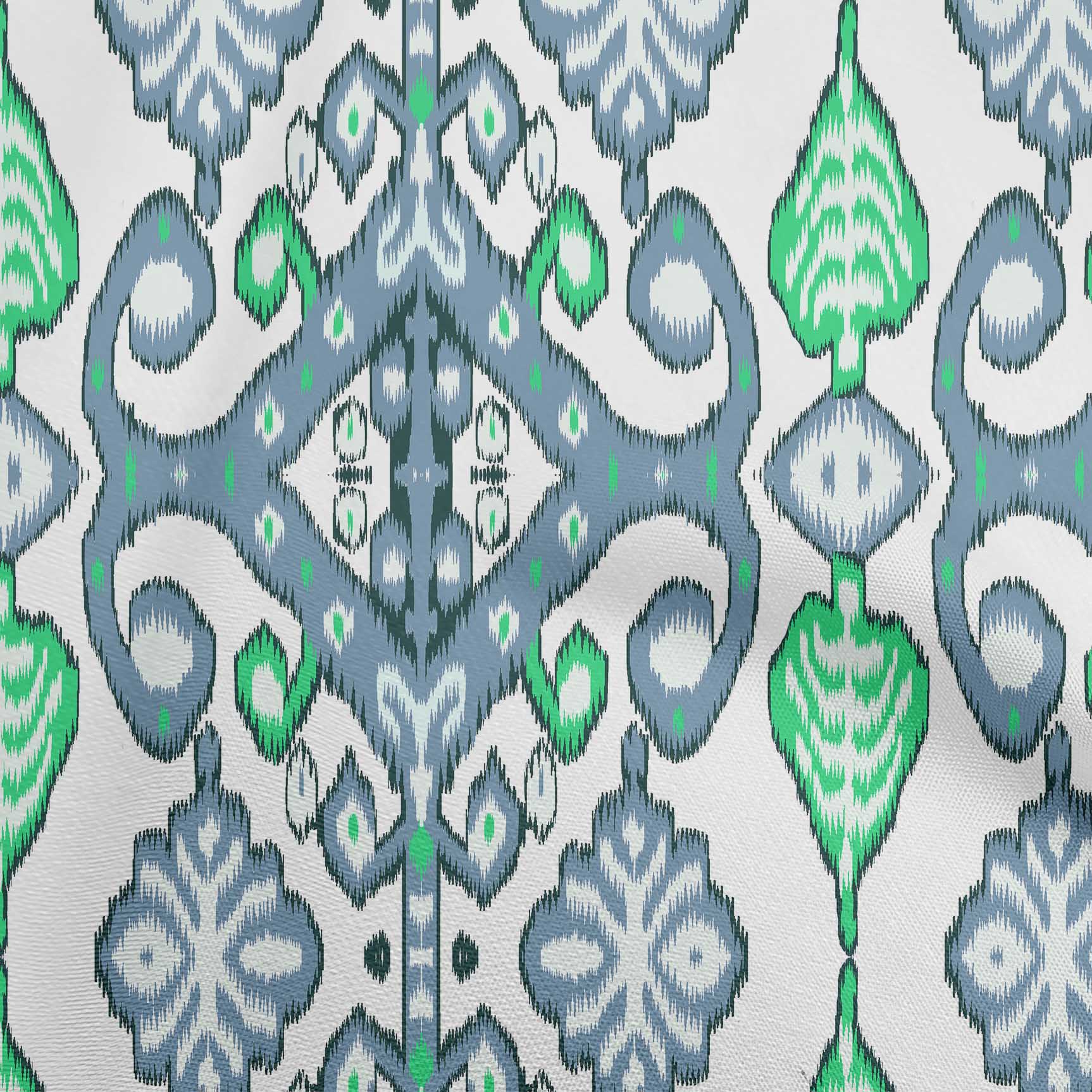 

oneOone Бавовняна гнучка світло-зелена тканина Азіатська швейна тканина ікат у дворі, надрукована своїми руками швейні приладдя для одягу, 40 дюймів 42 Inch Wide - Viscose Chiffon середній синього кольору