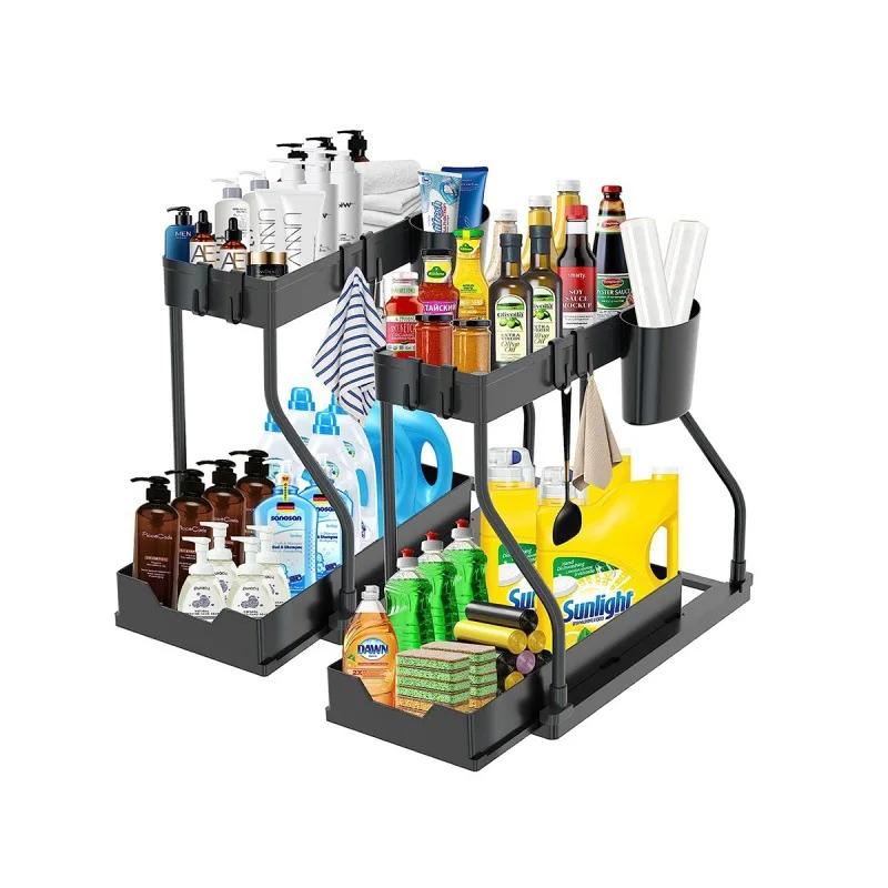 New Temu Amazon Pull-out Storage Rack Kitchen Bathroom Sink Storage Rack Storage Rack
