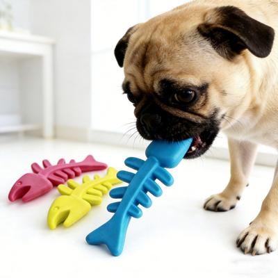 Gummi Knochen Hundespielzeug Fischgrätenform Hund Kau Spielzeug Zahnreinigung