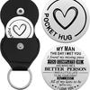 German Inspirational Lucky Charm Cross Keychain - Stainless Steel & PU Leather