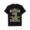 European Sizes Men's Mountain Biking T-Shirt - "I Don't Crash I Do Random Gravity Checks" Slogan & Dirt Rider Graphic - Black