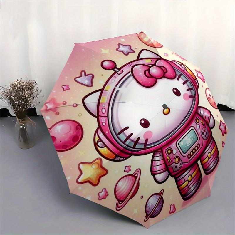 1pc Hello Kitty Astronaut Space Umbrella with Plastic Handle,Suitable for All Seasons Home Travel Outdoor UmbrellaSanlio454