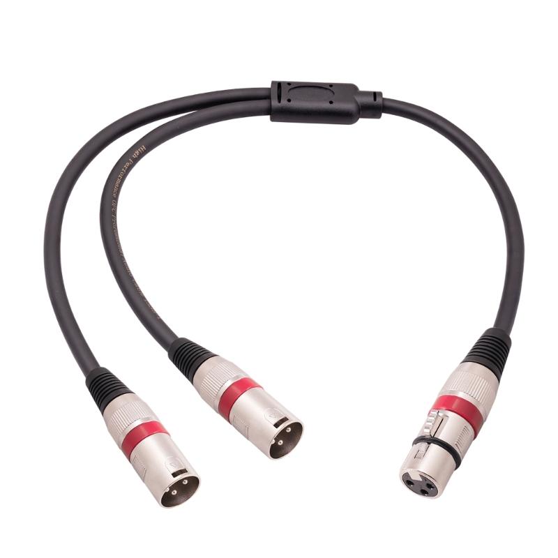 Audio Cable 3Pin XLR Female To Dual- XLR Male Y Splitter Nickel Plated Connectors With Metal Serviceable Ends 0.5M