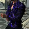 Men's Fashion Flame 3D Print Long Sleeve Shirts Turn Down Collar Button Up Party Streetwear Camisa Masculina Casual Blouse