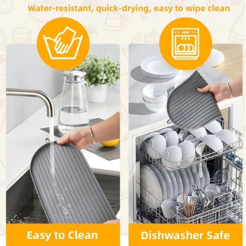 Raised Lip Edge Kitchen Counter Protector Silicone Drying Mat Durable Espresso Maker Mat Cafe Use