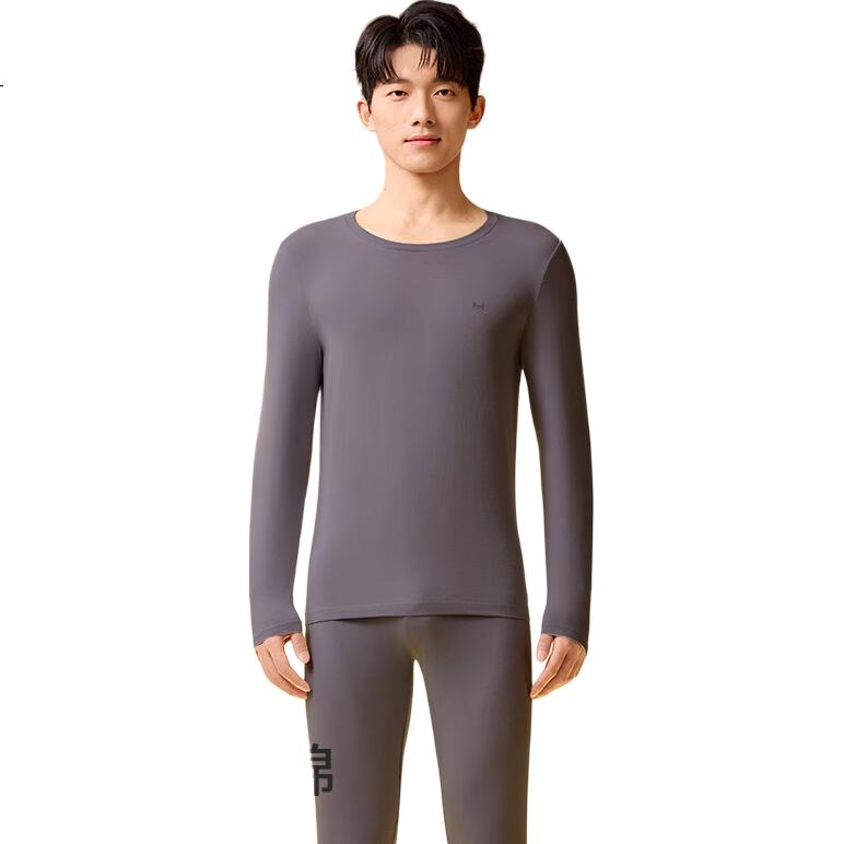 MIIOW Men's Thermal Underwear Set, Seamless Antibacterial Thin Long Johns, Xinjiang Long-Staple Cotton, Crew Neck Base Layer for Autumn