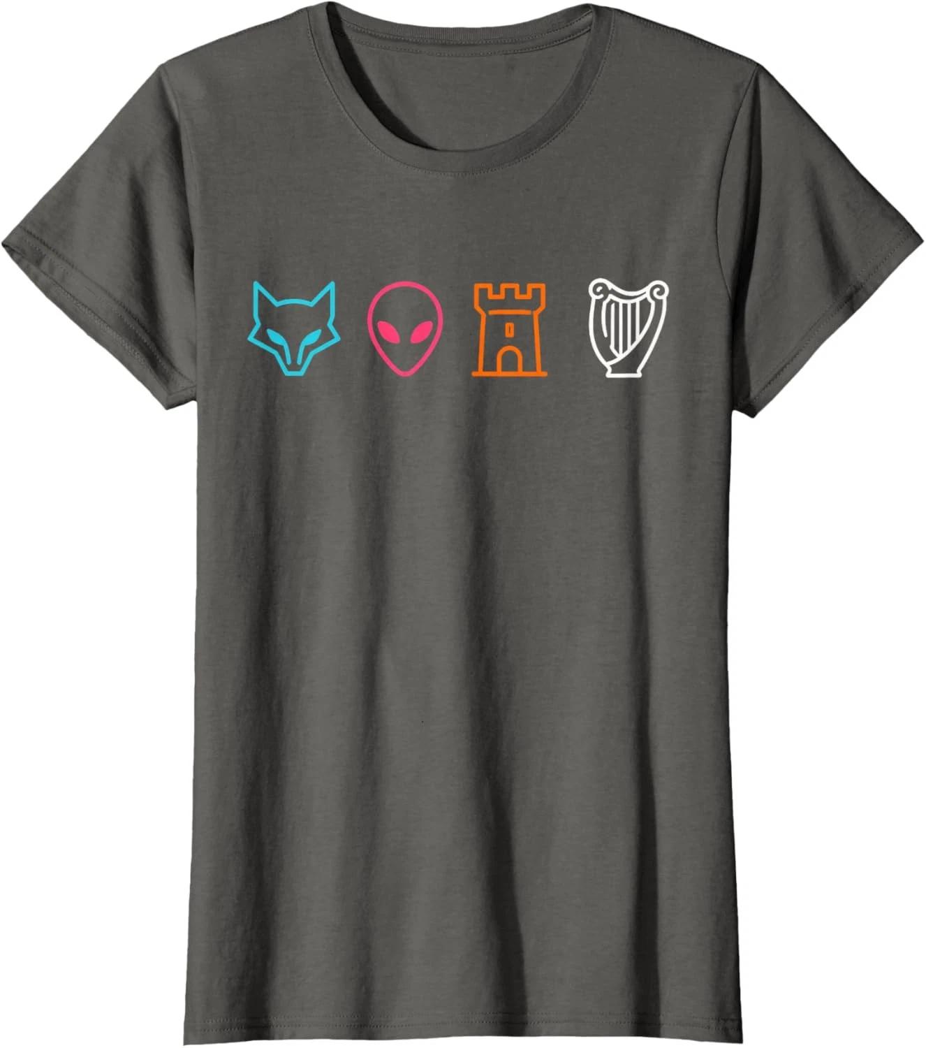 Funny Spurs Fox Alien Castle Harper Ladies Crewneck T-Shirt S