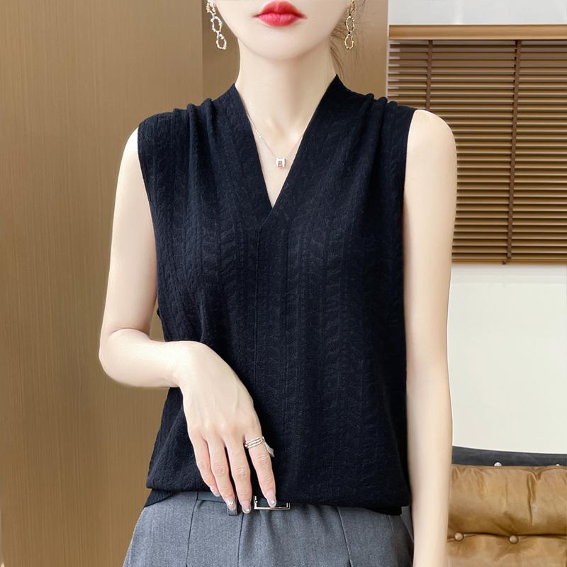 Dámská kašmírová vesta Qinghe kašmír 50% vlna 50% hedvábí Dámská podzimní a zimní kašmírová vesta měkká a hřejivá