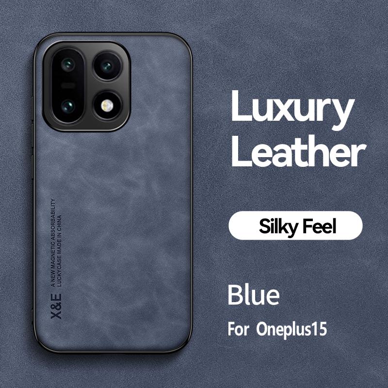 KEYSION Luxury Retro PU Leather Phone Case for OnePlus 15 5G Soft Silicone+PC Shockproof Phone Back Cover for One Plus 1+ 15