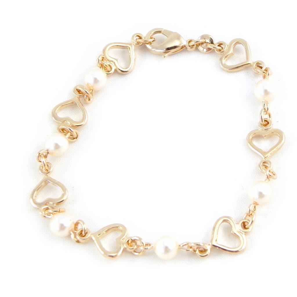 Les Trésors De Lily [G1720] - Gold Plated Bracelet 'Allégresse Perlée' Love