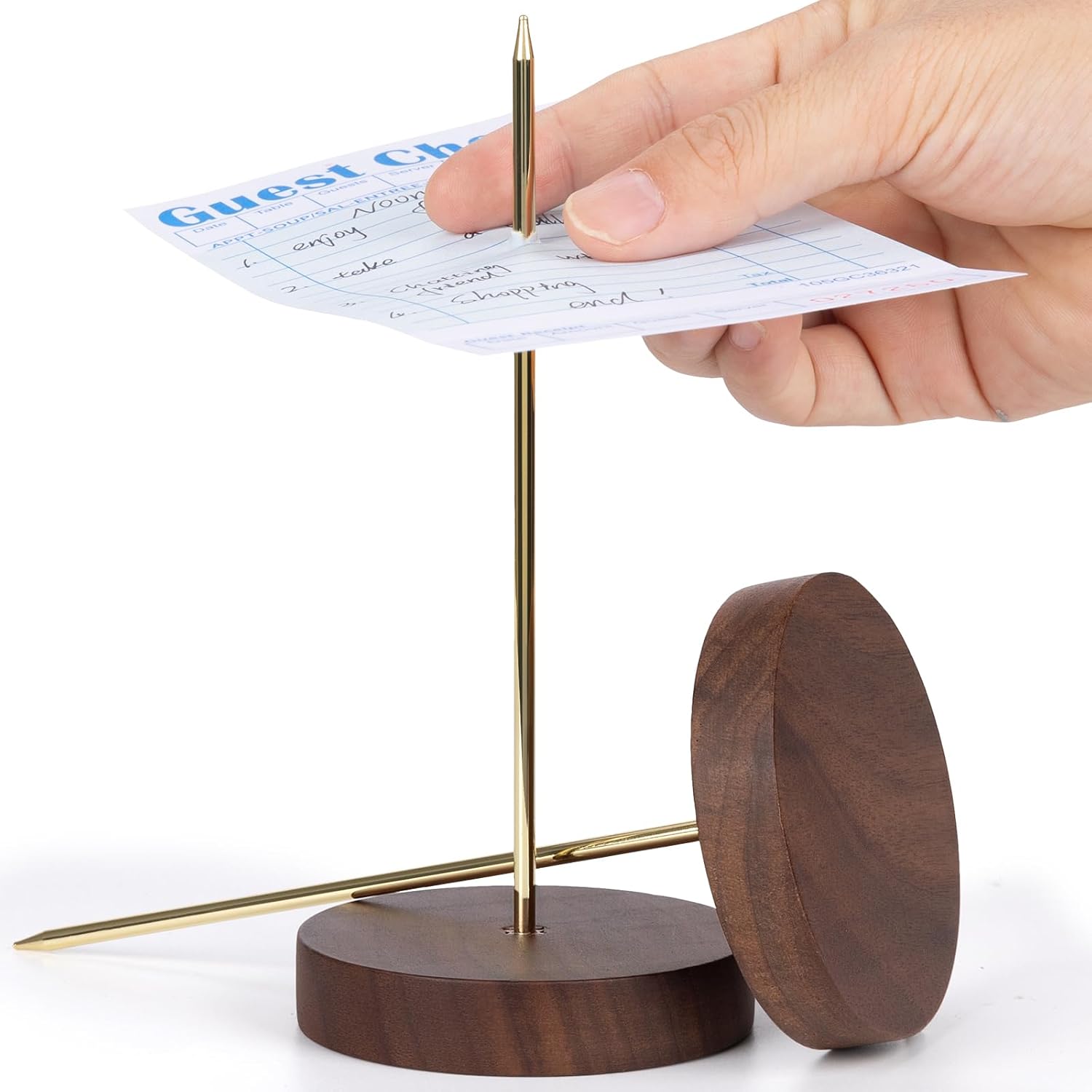 Штырь для чеков Receipt Spike для ресторана - Giftormous 2 шт. Держатель для чеков Вилка для счетов с прочным деревянным основанием, Штырь для счетов для кухни и офиса