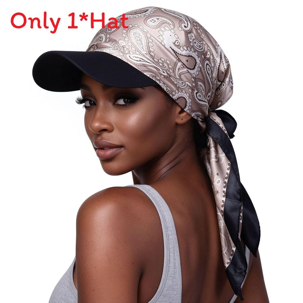 Fashion Print Silk Scarf Headwear With Sun Protection For Outdoor Activities