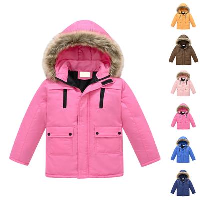 Kids' Detachable Hood Coat - Solid Color Trim Jacket