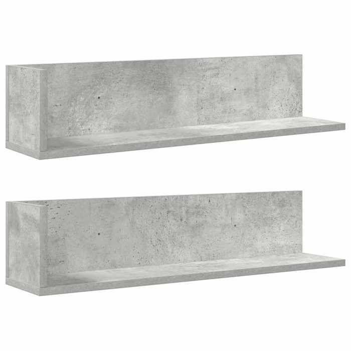VidaXL Étagères murales 2pcs gris béton 75x16,5x16,5cm bois ingénierie, étagère flottante, étagère suspendue, étagère murale 860034
