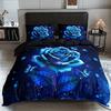 Blue Rose Digital Printed Duvet Set Three-Piece Valentine'S Day Gift Suitable For Bedroom Decoration Bedding