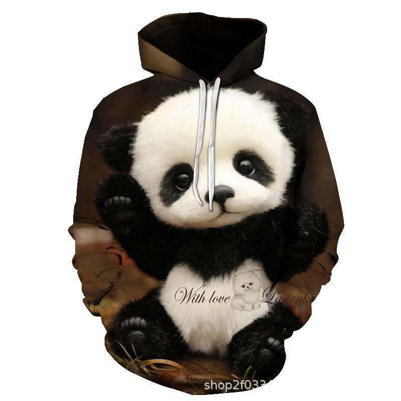 Winter Animal Print Hoodie Men Women Casual Loose Fit Sweatshirt