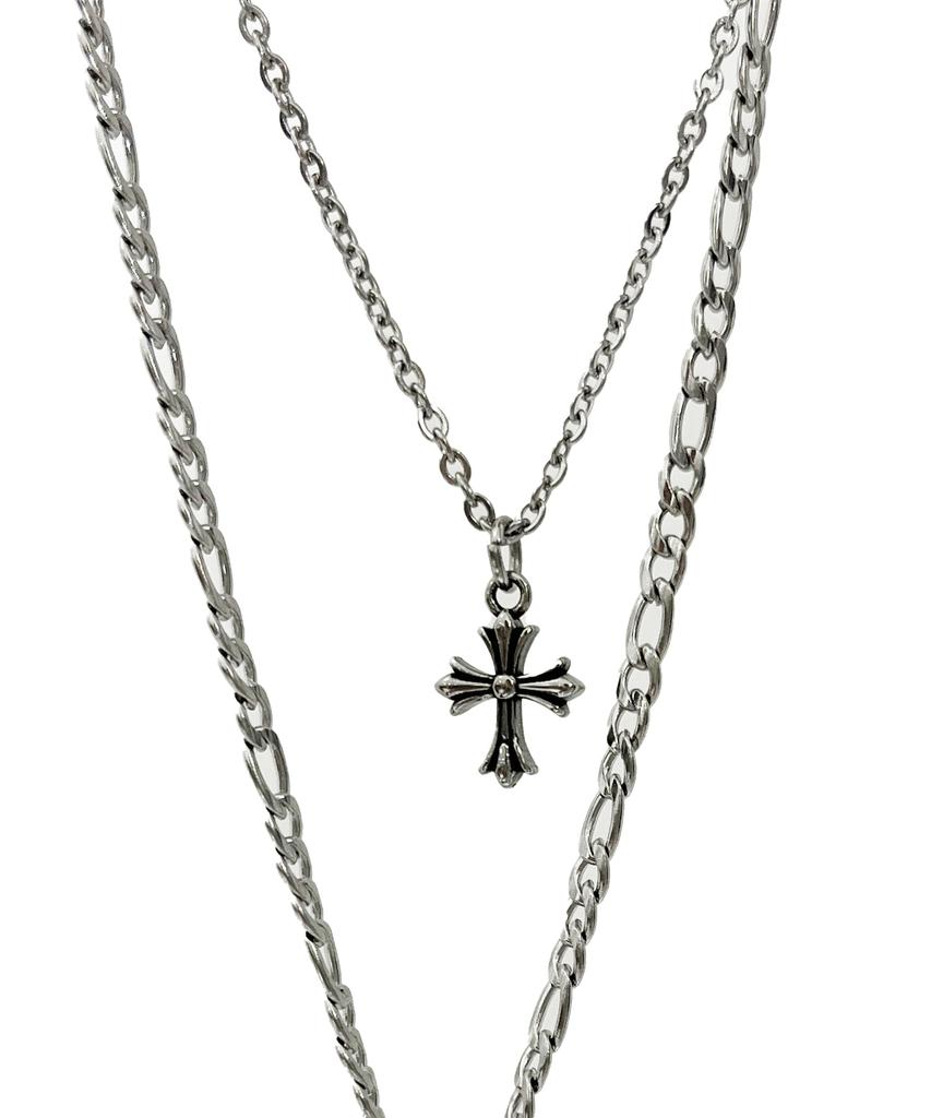 Sk8Er Rock Surgical Steel Double Layered Necklace ((Steel))