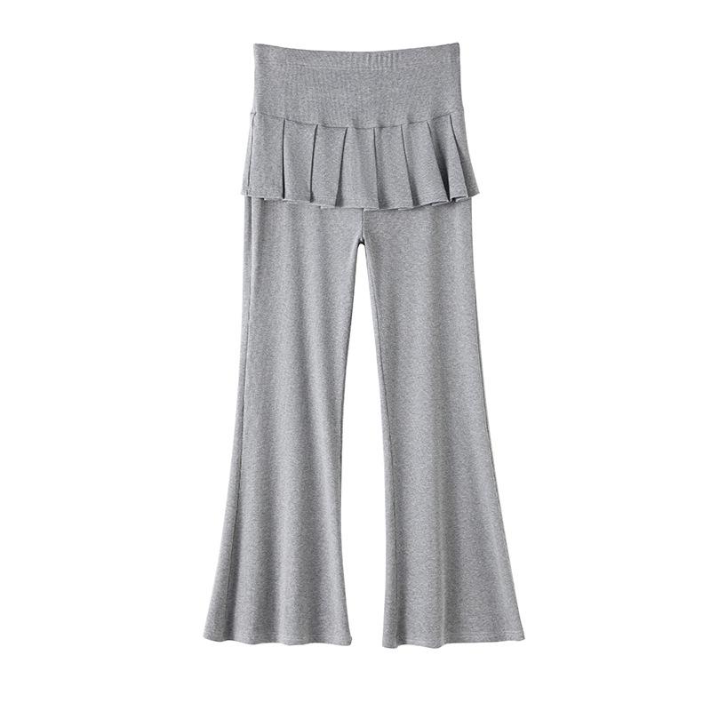 2026 Spring-Summer Pleated Skirt Overlay Micro-Flare Maternity Pants M