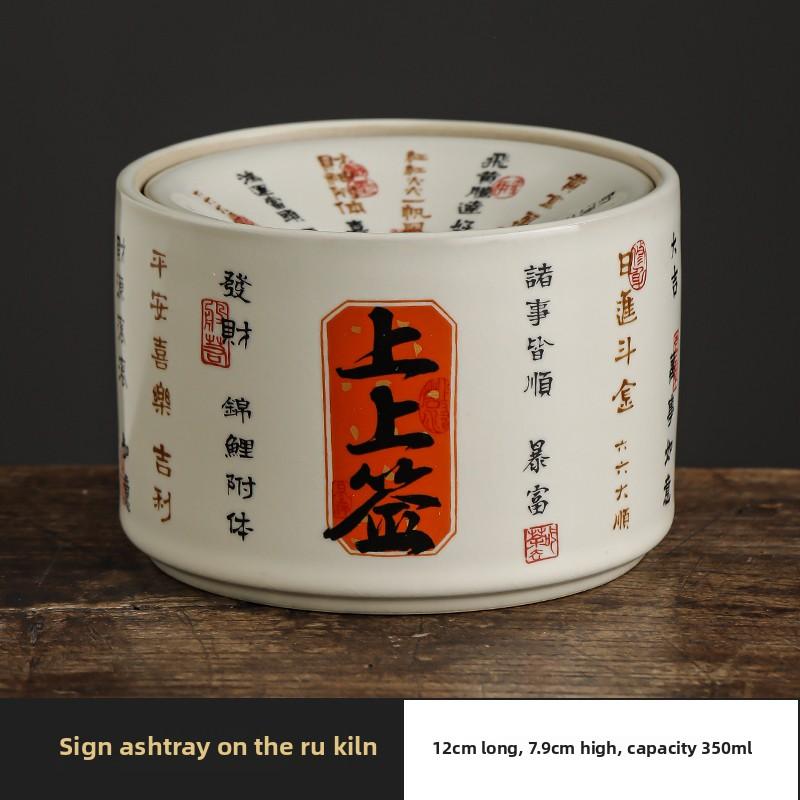 

Ru Kiln Ashtray Anti-fly Ash Tea Wash Creative Ceramic Tea Residue Water Bowl Cup Wash Household Handmade Teaware Accessories