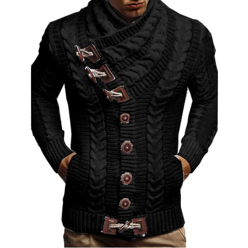 Herren S Hoher Hals Knopf Strick Cardigan Pullover Lässig