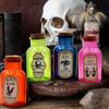 Halloween Glass Potion Bottle,4 Set of Apothecary Bottles with 8pcs Halloween Labels Stickers,Colorful Glass Decorative Jar, Corked Bottle, Halloween