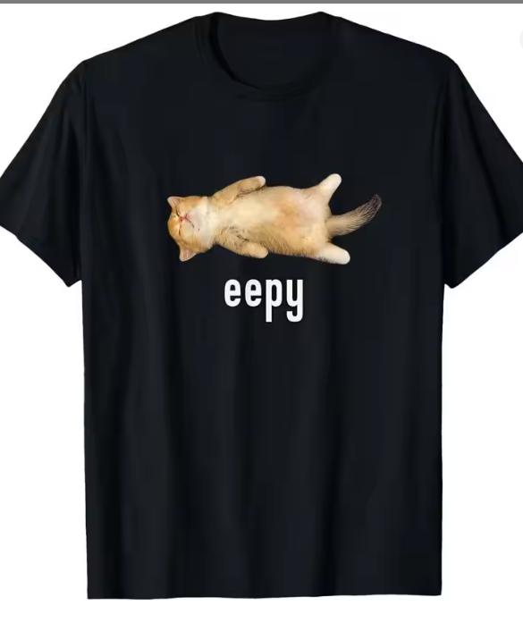 2026 New Cat Eepy Printed Fun TShirt For Unisex And Unisex Summer Pure Cotton Clothing Fashion Casual Short Sleeved TShirt