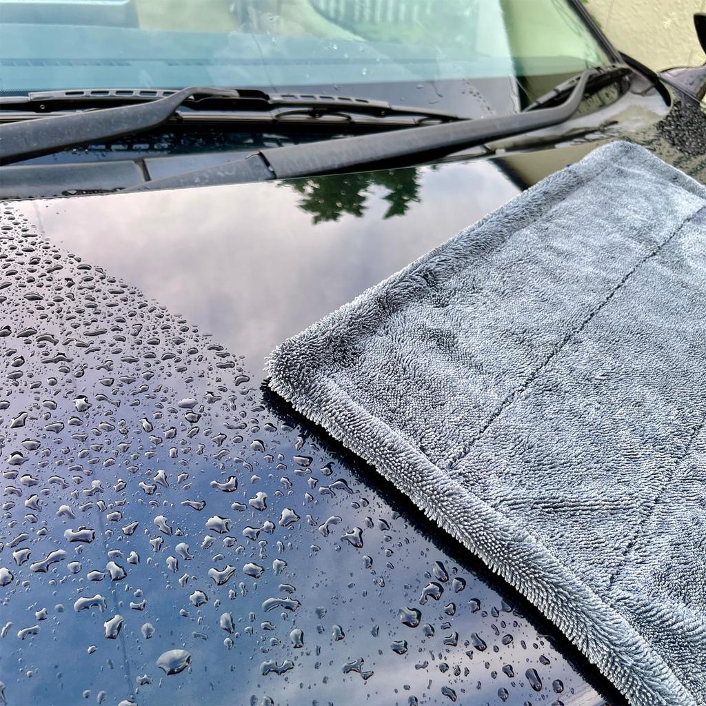 SHSCLY Microfiber Car Wash Towel, Super Absorbent, Cloth, Double Sided, Compact Size, Gray,