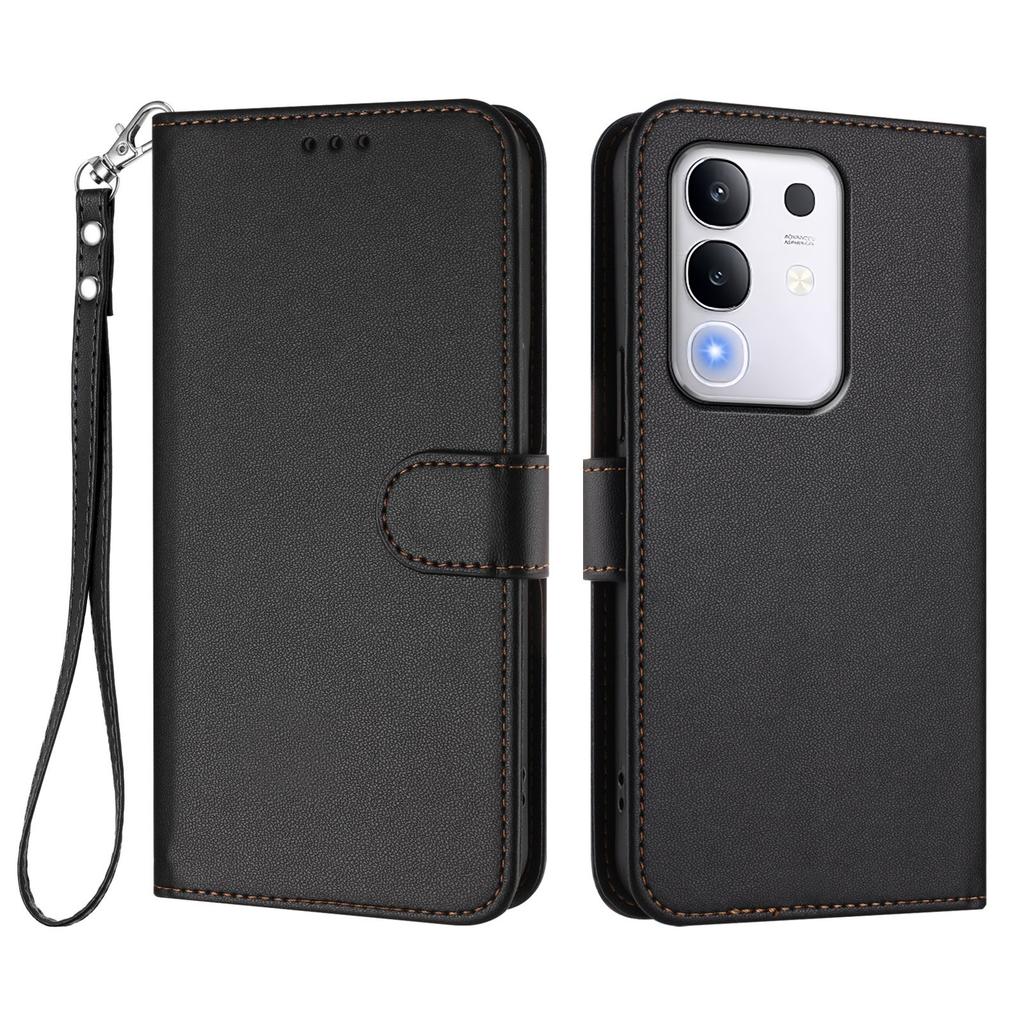 For vivo T4x 5G/vivo Y300t 5G/vivo iQOO Z10x 5G/vivo Y29 4G Leather Case Wallet Stand Phone Cover with Wrist Strap