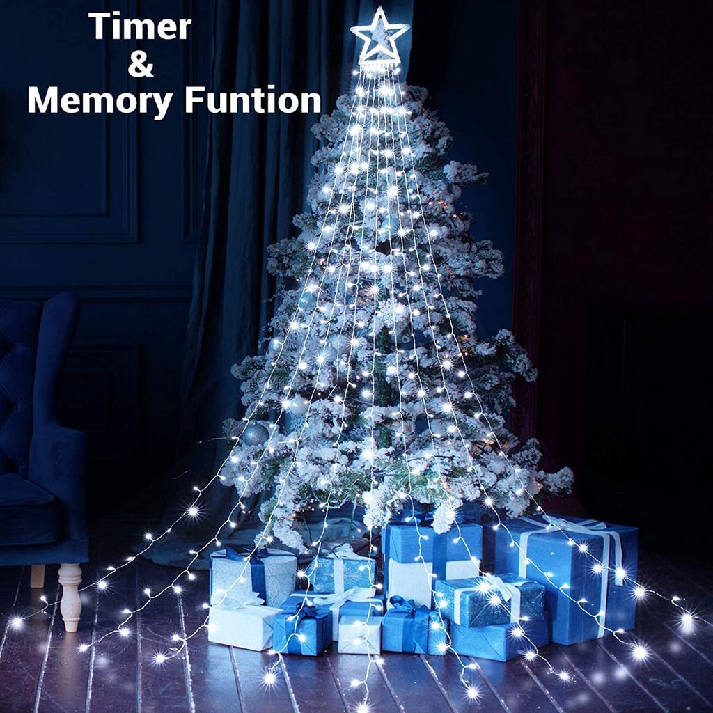 MoSpace Christmas Illumination 9 350 8 Solar Drape Star Tree Strip Light with Remote Timer Automatic Suitable for New and Garden Use Lights, LEDs,
