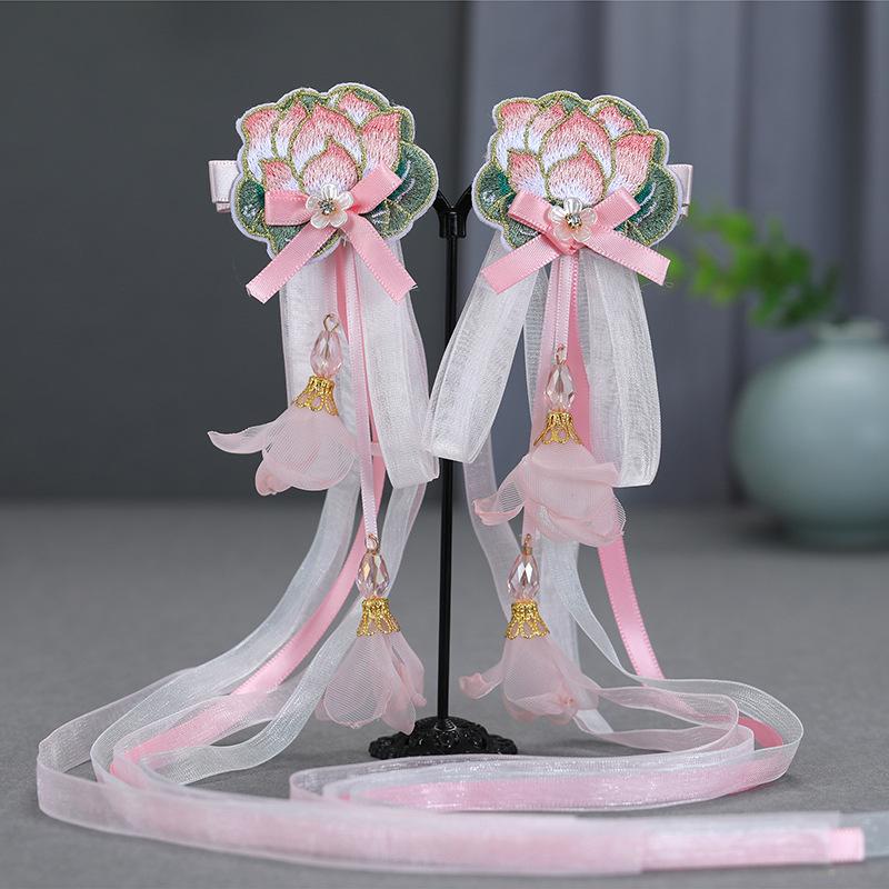 2024 Hanfu Headdress Hairpins: Women's & Children's Tassel Headflower Hair Accessories