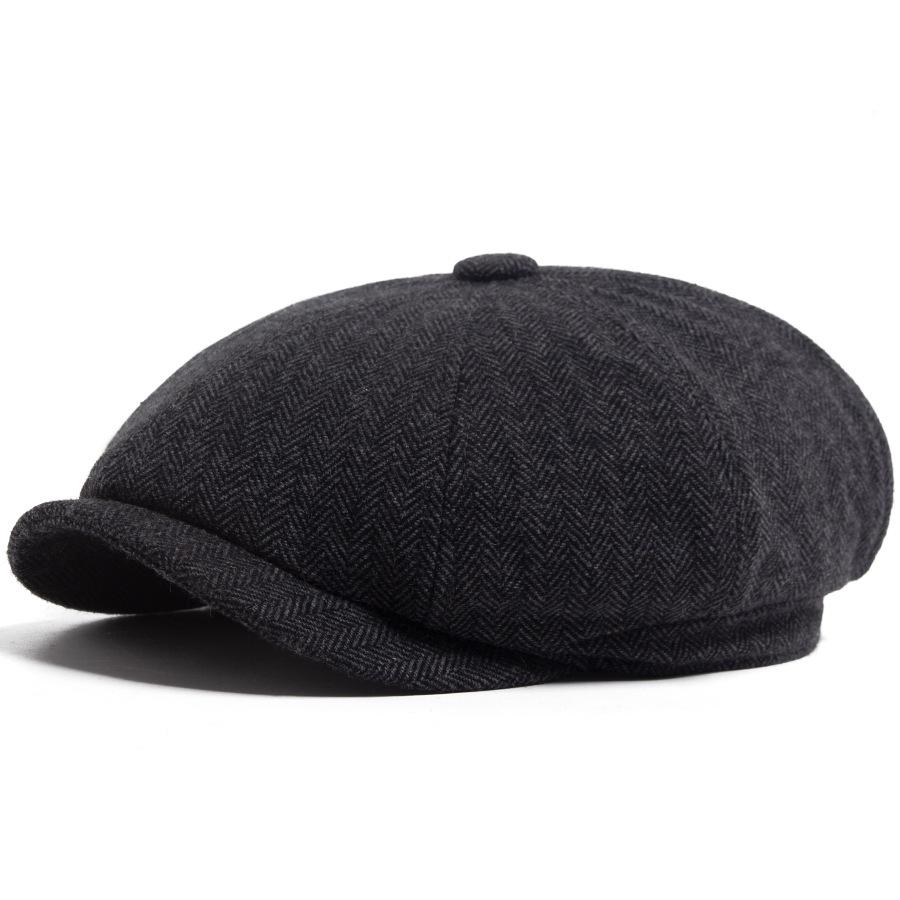 Men's Wool Felt Newsboy Cap: Herringbone Octagonal Beret for Fall/Winter