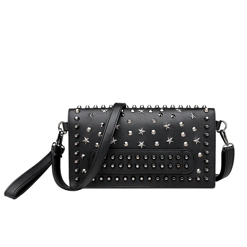 SHELKSBAG Ladies Tinny Crossbody Bag Women Black Fashion Tote Skull Printed and Rivets Studded Goth Punk Studded Gothic Hand Bag