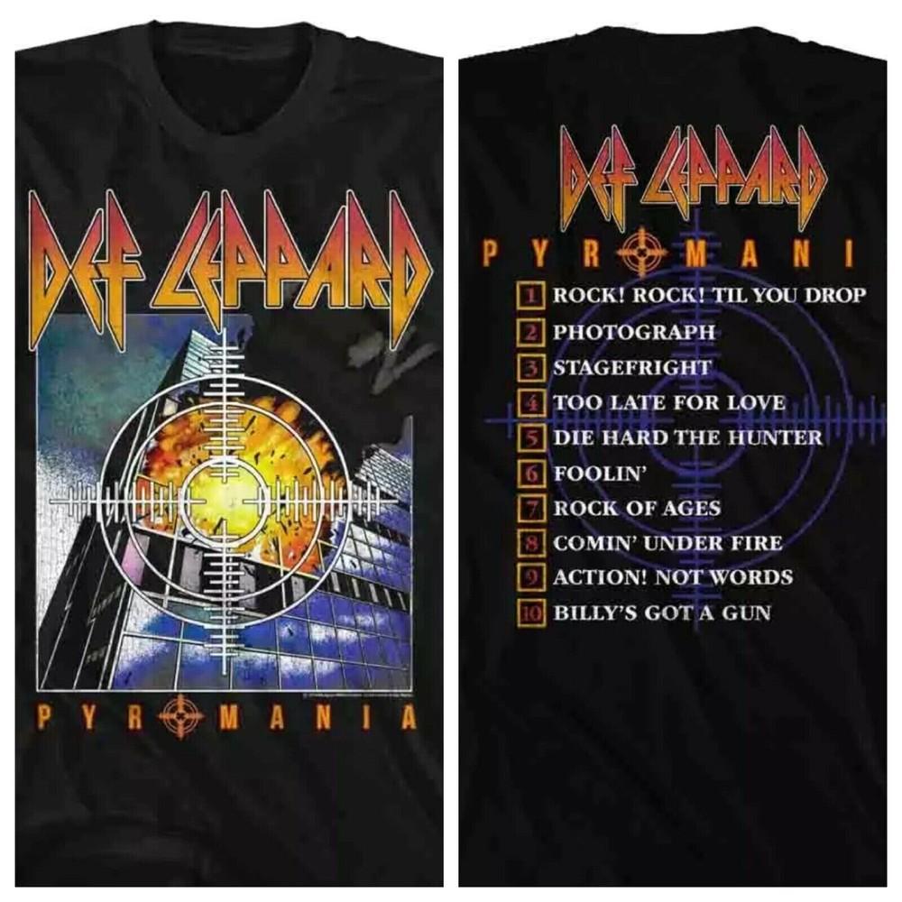 Def Leppard Mens T- SHIRT Licensed PYROMANIA World Album Music World Tour Black Unisex T-Shirt XXL