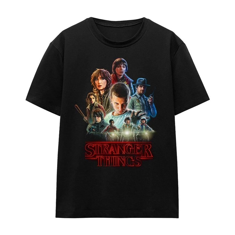 Stranger Things Season One Poster Womens 100% Cotton T-shirt Mens Tees Top S-2XL, Black 4XL