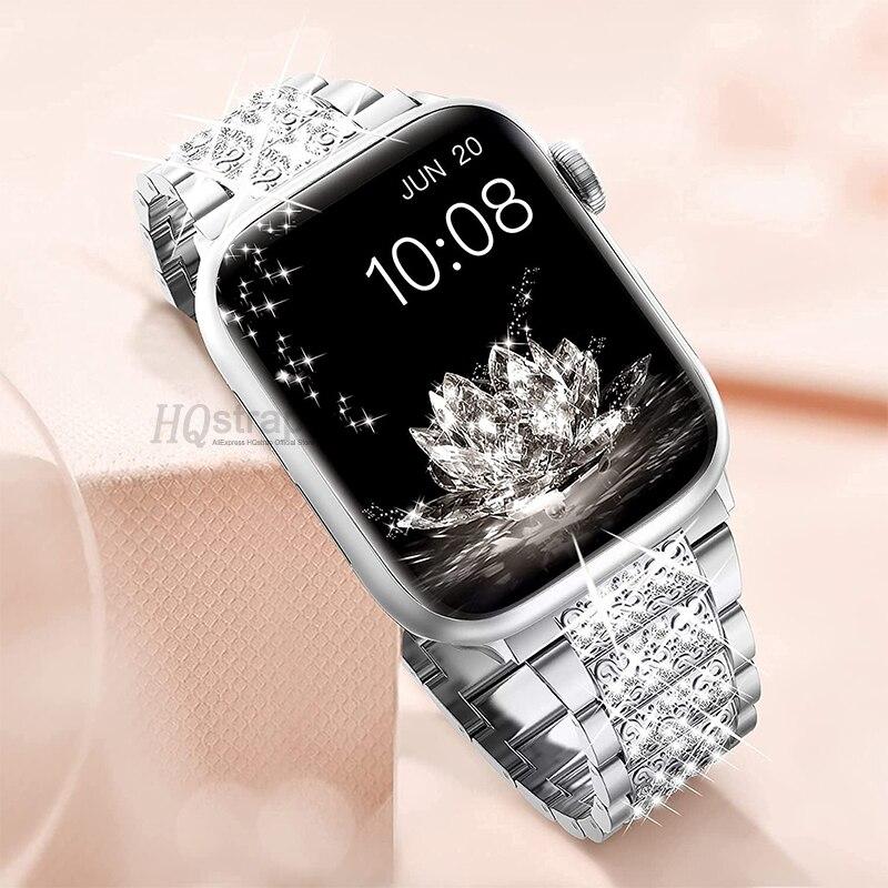 Diamant Bling Armband für Apple Watch Armband 40mm 45mm 44mm 41mm 42mm 38mm Metallarmband für IWatch Serie 8 7 SE 6 5 4 Damen Armband