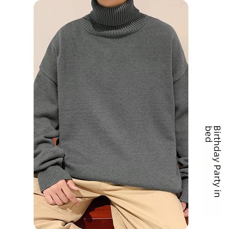 Męski sweter z wysokim dekoltem w stylu koreańskim: Modna koszulka bazowa na jesień/zimę 2022, półdziergana