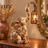 Indoor Atmosphere Lighting Vintage Elephant Lantern, Decorative Light, Resin Retro Table Lamp with Bird Cage Artistic Home Ornament Design for Decor,