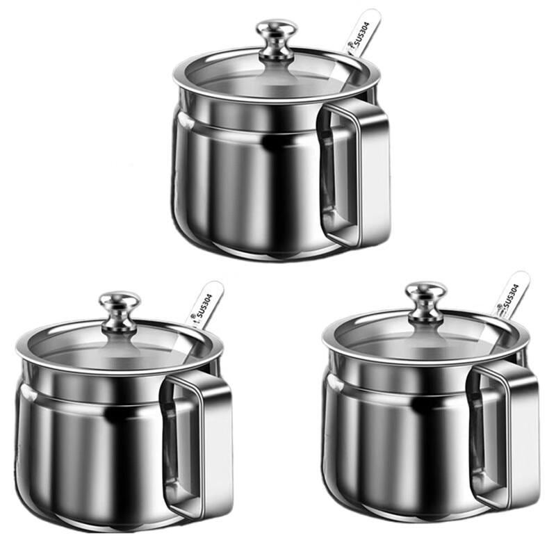 Yingbai 3-Piece 304 Stainless Steel Seasoning Jar Set
