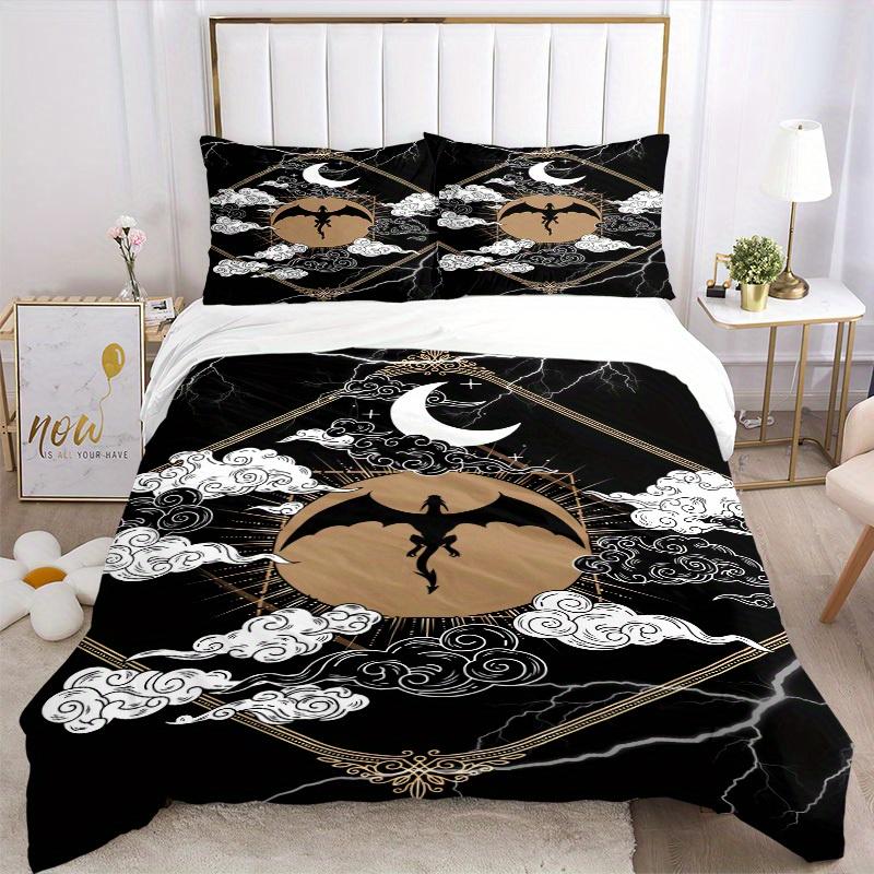 3pcs Moonlit Night Ethereal Flight Bedding Set Down Comforter Cover and Pillowcases, Suitable for Guest Room All Seasons(No Insert) S0819070