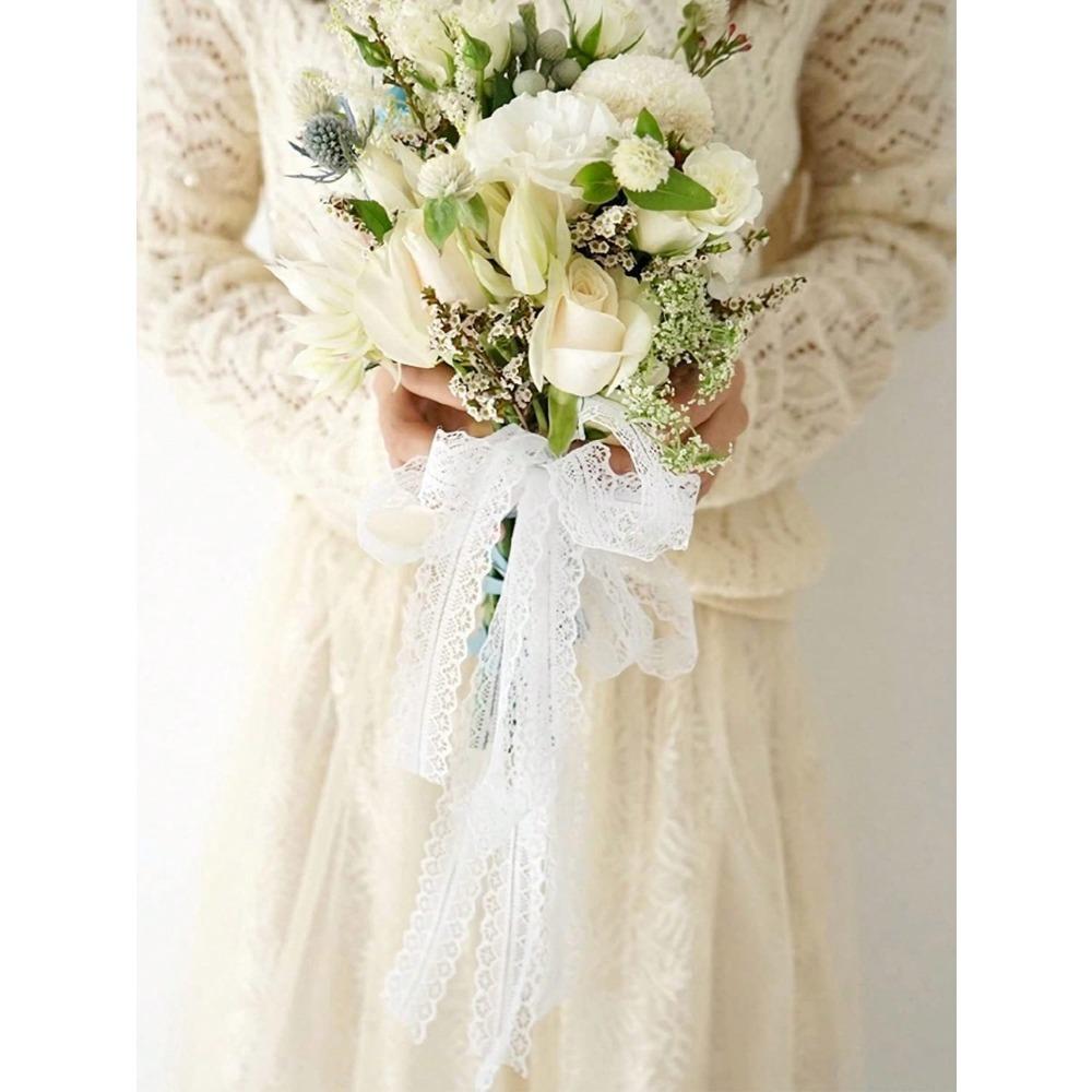 1 peça 3Cm*22M Fita de Renda Branca, Adequada para Embalagem de Buquê, Decoração de Bolo, Embalagem de Laço de Presente DIY Feito à Mão, Embalagem de Presente de Aniversário