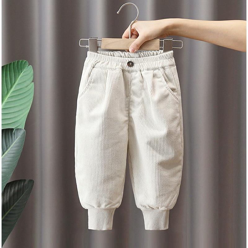 Winter Kids Corduroy Pants Fleece Lined Thick Warm Joggers Boys Girls Casual Sports Trousers
