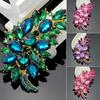 Women Vintage Feather Flower Shape Rhinestone Brooch Pin Badge Breastpin for Wedding Banquet Evening Party