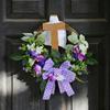 Portable Easter Wreath With Crosses And Silk Flower Hanging Charm For Easy Door Wall Decoration In Various Setting