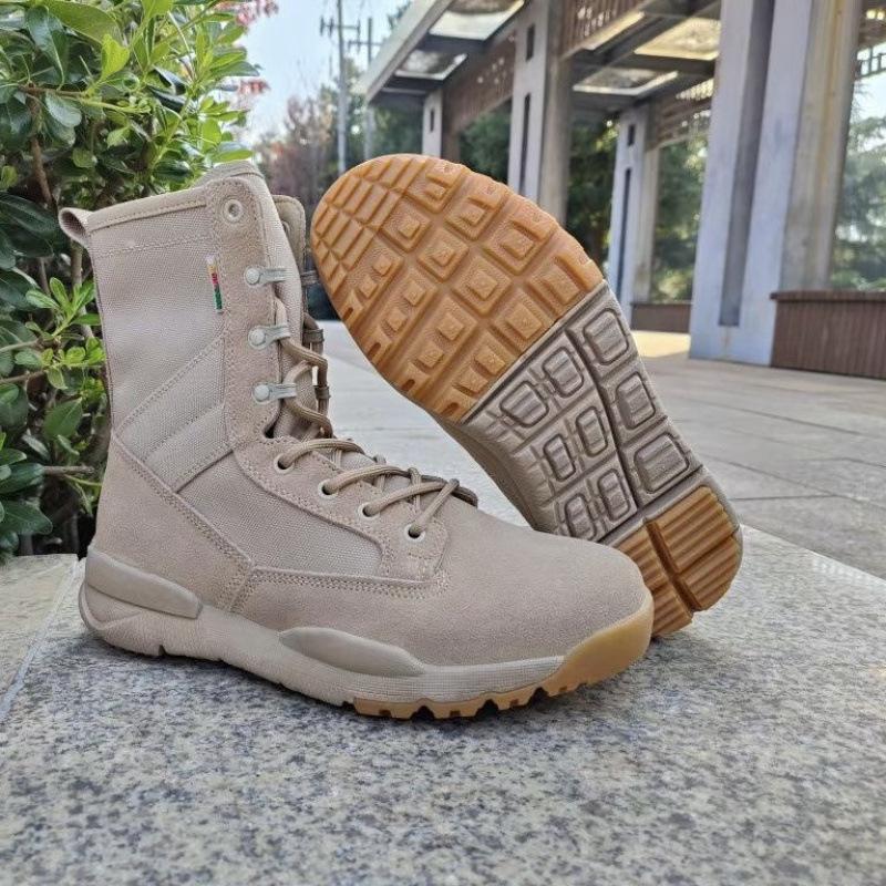 

New outdoor breathable sand-colored high-top boots outdoor tactical training shoes mountaineering windproof sand ultra-light desert Martin boots 46 пісочний