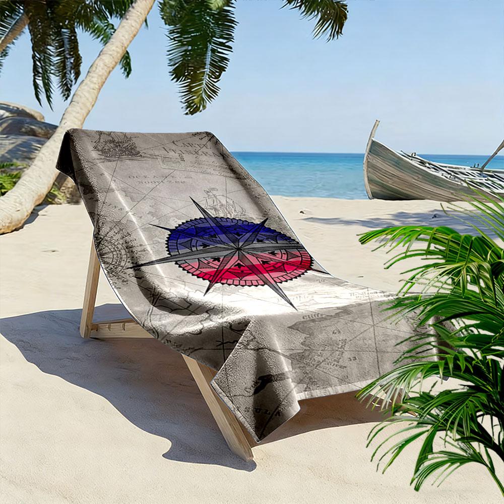 Compass Rose Nautical Map Towel Beach Towel Quick-drying for Travel Outdoor Sports Jogging Beach and Swimming