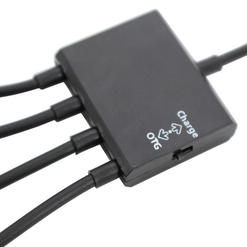 Heißer 4-Port Micro USB Typ-C Power OTG Extender Hub Kabel Schwarz Für Android Tablet Smartphone U-Disk Maus Zubehör