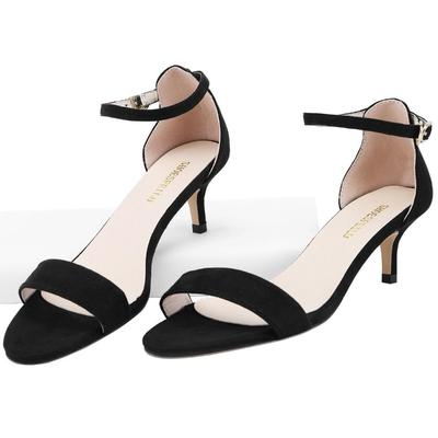 Dampumps 50 mm sammet öppen tå ankelrem slingback högklackade pumps fest bröllopsklänningsskor sko