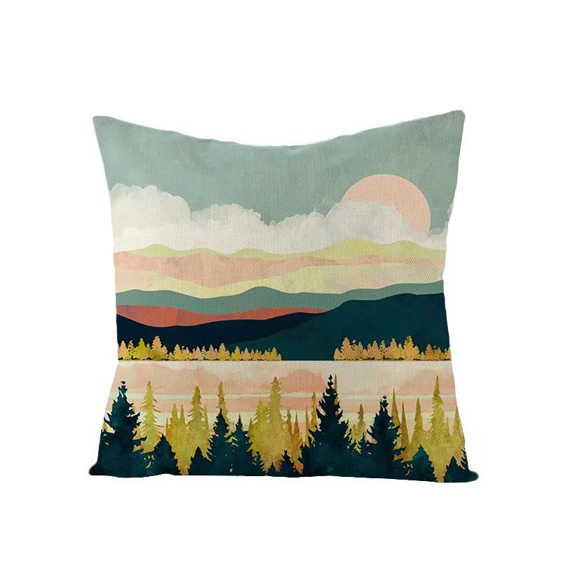 Home Decoration Supplies Landscape Painting Polyester Pillow Cover Home Geometric Abstract Sofa Cushion Cover