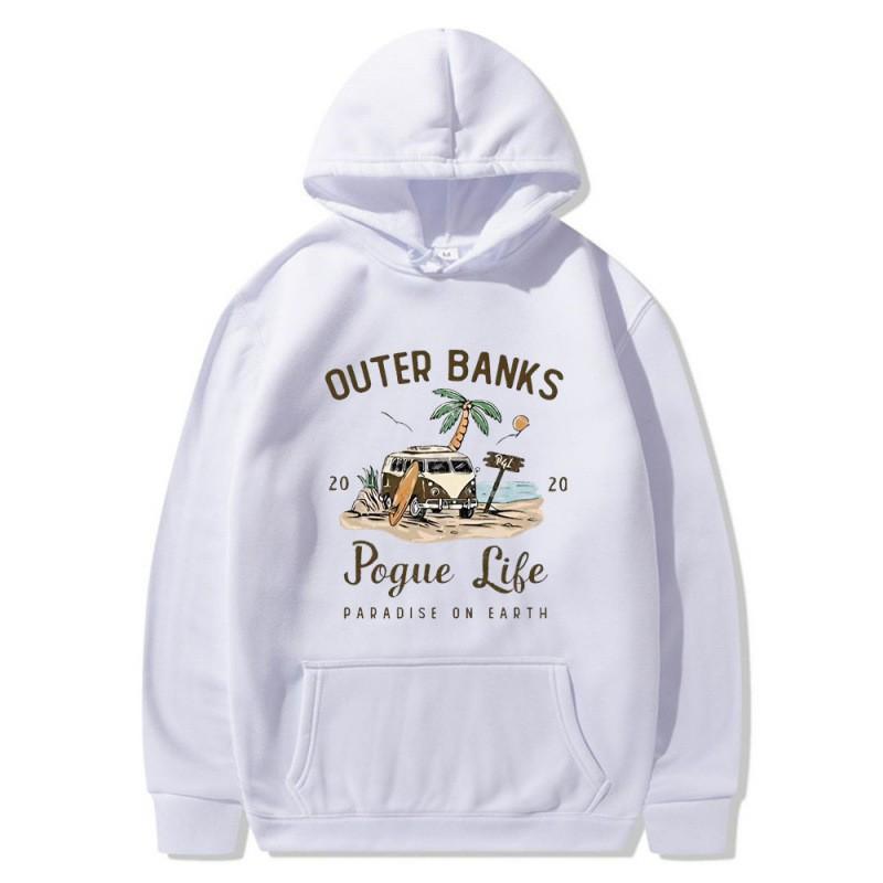 Outer Banks Pogue Life Printed Hooded Sweatshirt Men Loose Fit Fleece Pullover Fall