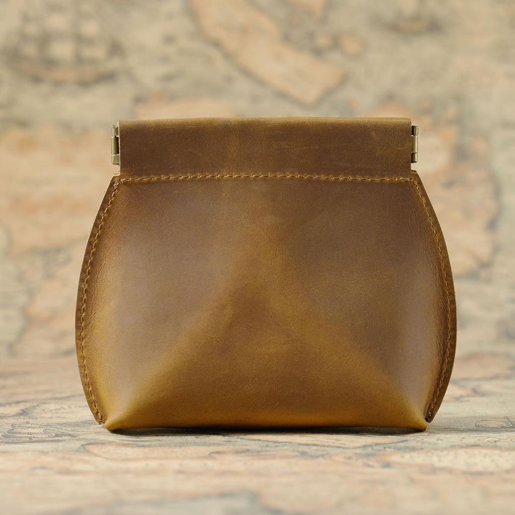 Crazy Horse Leather Squeeze Coin Purse Retro Mini Pouch Multi-Use Storage Bag for Jewelry Cards Soft Touch Unisex Small Coin Bag